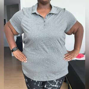 Roman's Dark Grey Semi-Button Up Blouse – Size 30/32